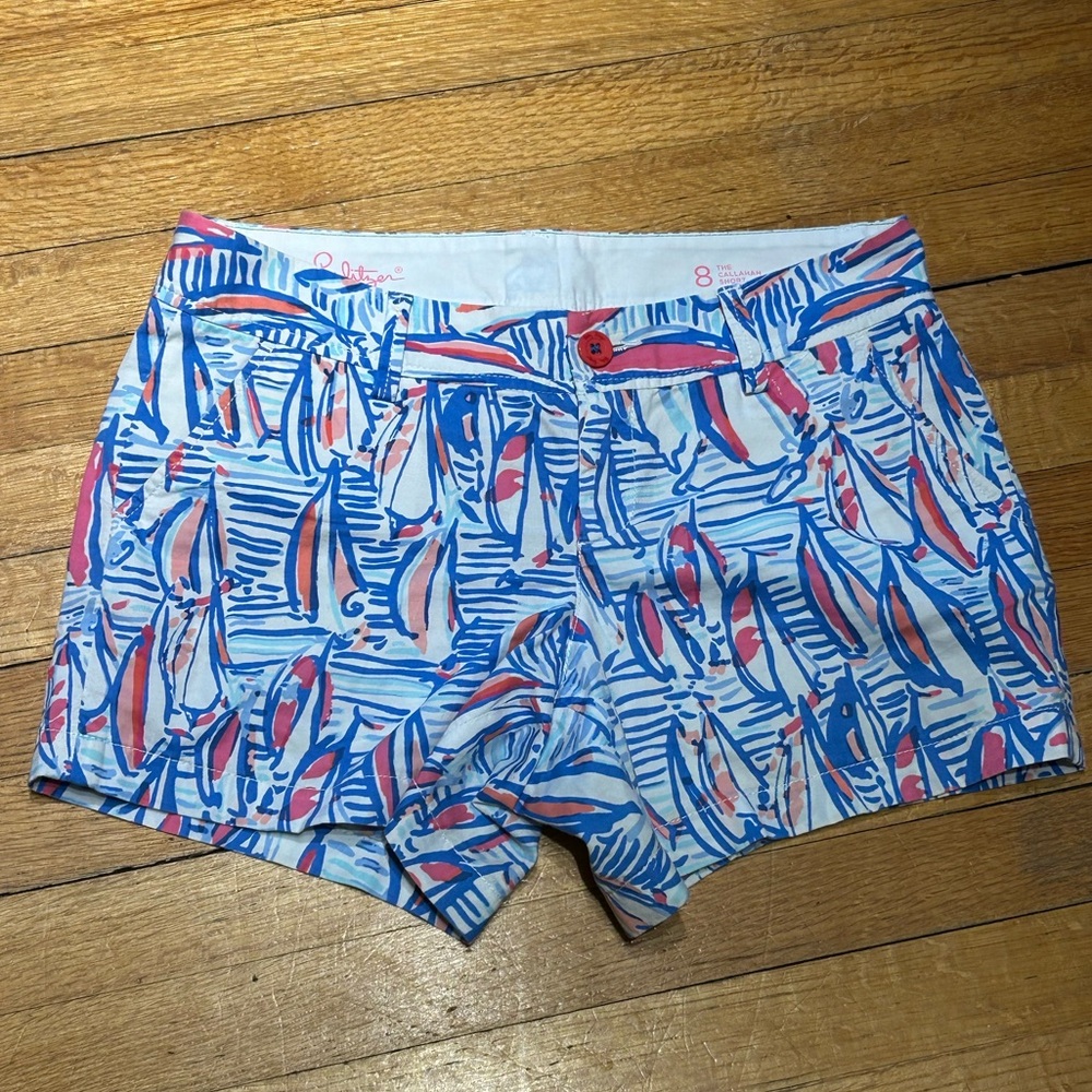Lilly Pulitzer Callahan shorts Red Right Return sailboat print size 8